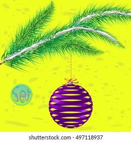 A multicolor Christmas tree bauble decoration with ornament.