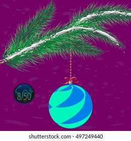 A multicolor Christmas tree bauble decoration with ornament.