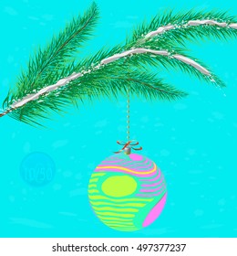 A multicolor Christmas tree bauble decoration with ornament.