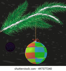 A multicolor Christmas tree bauble decoration with ornament.