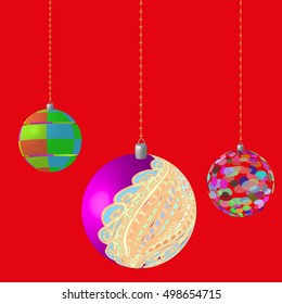 A multicolor Christmas tree bauble decoration with ornament.