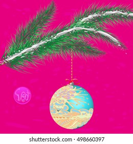 A multicolor Christmas tree bauble decoration with ornament.