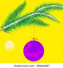 A multicolor Christmas tree bauble decoration with ornament.