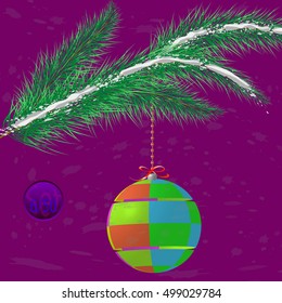 A multicolor Christmas tree bauble decoration with ornament.