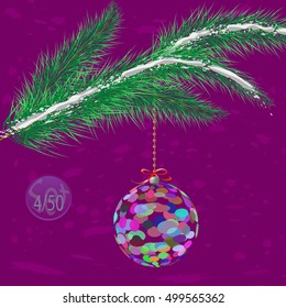 A multicolor Christmas tree bauble decoration with ornament.