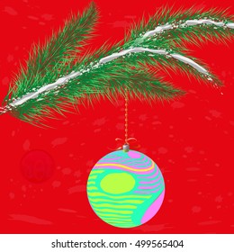 A multicolor Christmas tree bauble decoration with ornament.