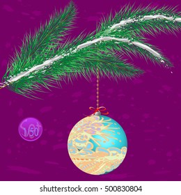 A multicolor Christmas tree bauble decoration with ornament.