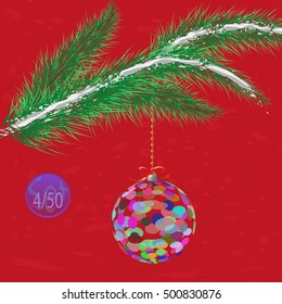 A multicolor Christmas tree bauble decoration with ornament.