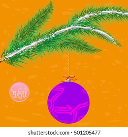 A multicolor Christmas tree bauble decoration with ornament.