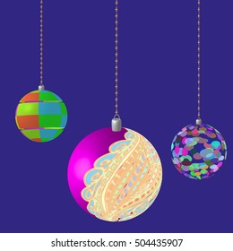 A multicolor Christmas tree bauble decoration with ornament.