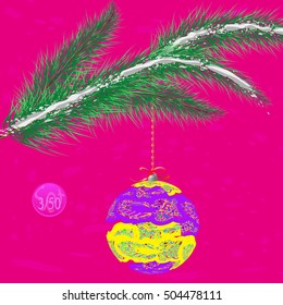A multicolor Christmas tree bauble decoration with ornament.