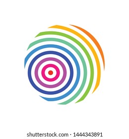 Multicolor circle icon design element vector illustration with colorful colors of orange yellow green blue pink purple and red