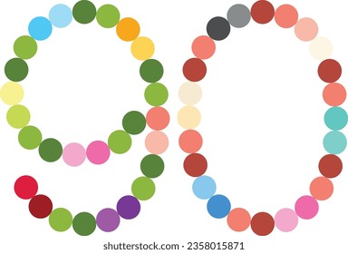 multicolor in circle shape number ninety isolated on white background. vector illustration
