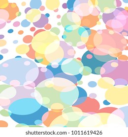 Multicolor circles on white. Decorative vector background. Stipple effect