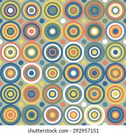 Multicolor Circles seamless pattern. Vintage Abstract geometric background.