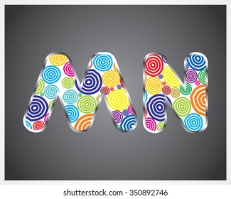 multicolor circles style alphabet letters isolated on grey background