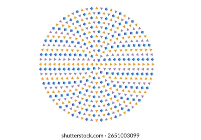 Composição Geométrica Circular Multicolor - Fundo Abstrato Estilo-Tecnologia com Quadrados Simétricos e Triângulos para Pôsteres , Design de Interface do Usuário, Planos de Fundo, Web Art e Apresentações