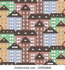 Multicolor city seamless texture. Abstract vector illustration.
