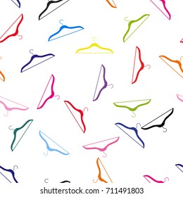 Multicolor clothes hanger seamless pattern. Vector illustration.
