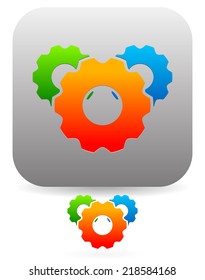 Multicolor cogwheel icon, composition