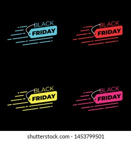 Multicolor collection with four flying tags designed for black friday.