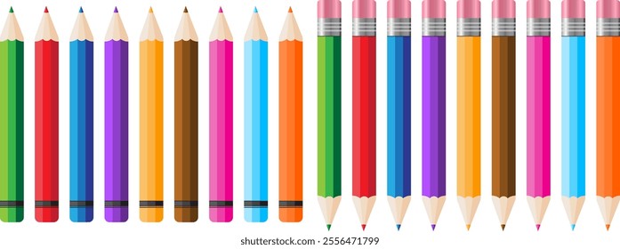 multicolor color pencil and with eraser template