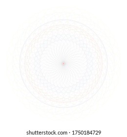 Rosette multicolor, elemento de diseño de certificado de guilloche circular, aislado en blanco, manala de ornamento redondo vectorial