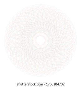 Multicolor color rosette, circular guilloche certificate design element, isolated on white, vector round ornament mandala