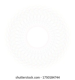 Rosette multicolor, elemento de diseño de certificado de guilloche circular, aislado en blanco, manala de ornamento redondo vectorial