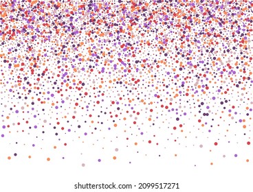 Multicolor Color Round Background. Isolated Dot Frame. Purple Confetti Pastel Illustration. Teal Circle Card.