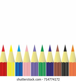 multicolor colored pencils for school or office, isolated background vector