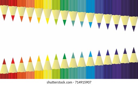 multicolor colored pencils for school or office rainbow color, isolated background vector