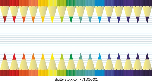 multicolor colored pencils for school or office rainbow color, background vector