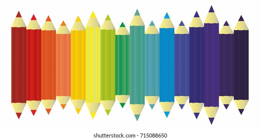 multicolor colored pencils for school or office rainbow color, background vector