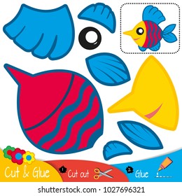 Multicolor colorful aquarium small fish. Education paper game for preshool children. Vector illustration.