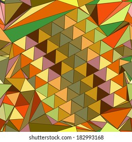 Multicolor composition of triangles in earth tones. Pattern.