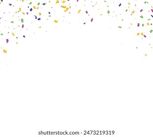 Multicolor confetti abstract background with a lot of falling pieces, isolated on a white background. Festive decorative tinsel element for design. 3d render, Colorful Confetti Star On Transparent.