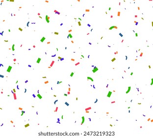 Multicolor confetti abstract background with a lot of falling pieces, isolated on a white background. Festive decorative tinsel element for design. 3d render, Colorful Confetti Star On Transparent.