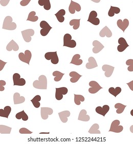 Multicolor Continuous Pattern with Hearts  in chocolate color. Elements are not cropped. Pattern under the mask. Vector. Perfect design for textile, box, posters, cards, web etc.