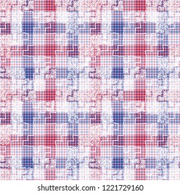 Multicolor Contour Checked Mixed Graphic Motif. Seamless Pattern.