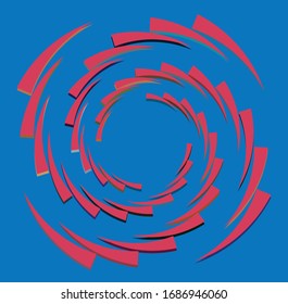 multi-color curly, coil, gyration volute shape. twine vortex rotating in concentric, radial, radiating and circular, circling fashion