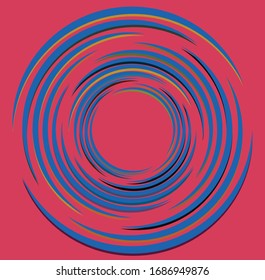 rizo multicolor, bobina, forma voluta giratoria. vórtice gemelo girando en forma concéntrica, radial, radiante y circular, en círculos