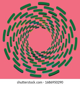 multi-color curly, coil, gyration volute shape. twine vortex rotating in concentric, radial, radiating and circular, circling fashion