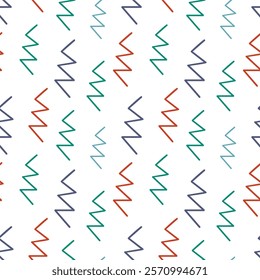 Multicolor curve line, Kids seamless pattern, vector background. Perfect for fabric, textile, baby bedding, wallpaper, pajamas. Scandinavian style.