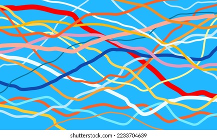 Multicolor curve lines, abstract background. Outline waves, abstraction color shapes, modern backdrop, vector design Illustration for you project