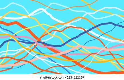 Multicolor curve lines, abstract background. Outline waves, abstraction color shapes, modern backdrop, vector design Illustration for you project