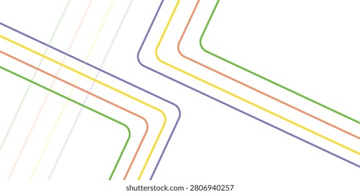 Multicolor curved intersecting lines forming a minimal abstract linear design