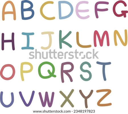 multicolor cute alphabet uppercase handwriting