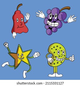 Multicolor cute fruits mascots cartoon