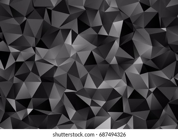 Multicolor dark black geometric rumpled triangular low poly style gradient illustration graphic background. Polygonal design for your business. Vector illustration eps 10.